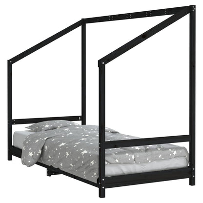 Kinderbedframe 90x190 cm massief grenenhout zwart