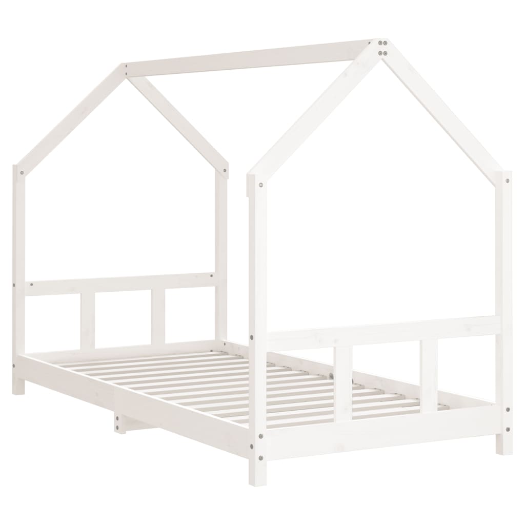 Kinderbedframe 90x200 cm massief grenenhout wit