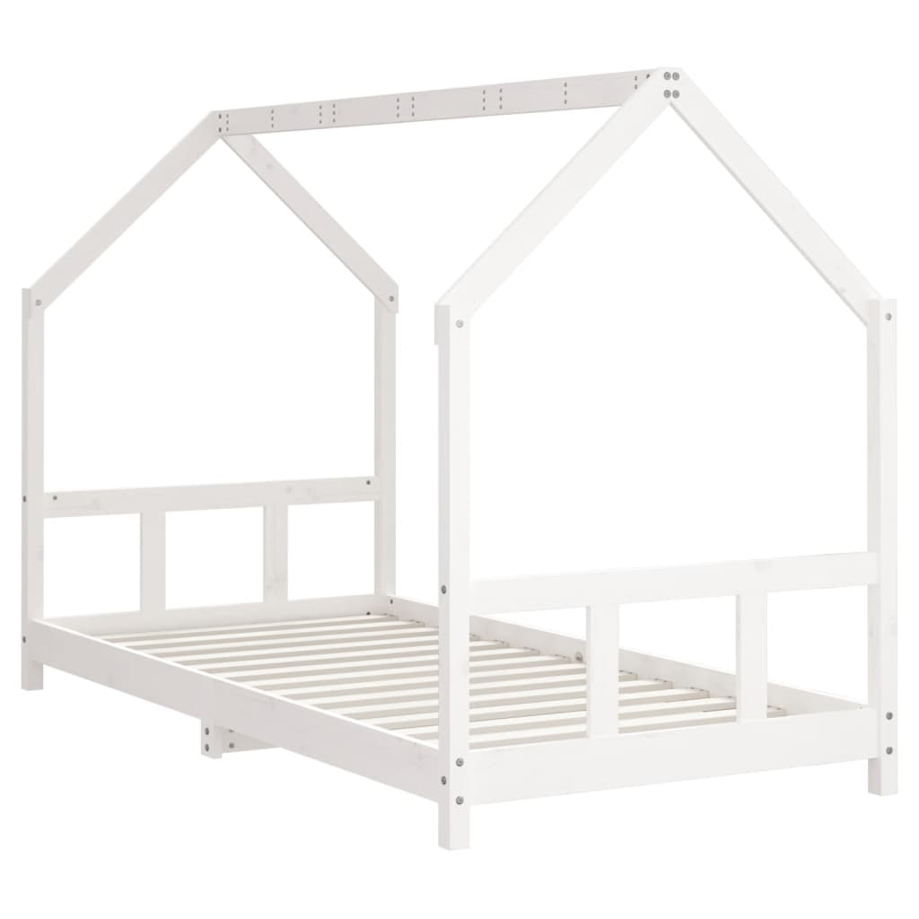 Kinderbedframe 90x200 cm massief grenenhout wit
