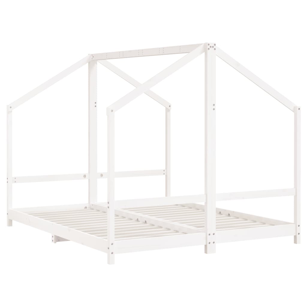Kinderbedframe 2x(80x200) cm massief grenenhout wit