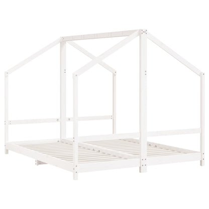 Kinderbedframe 2x(80x200) cm massief grenenhout wit