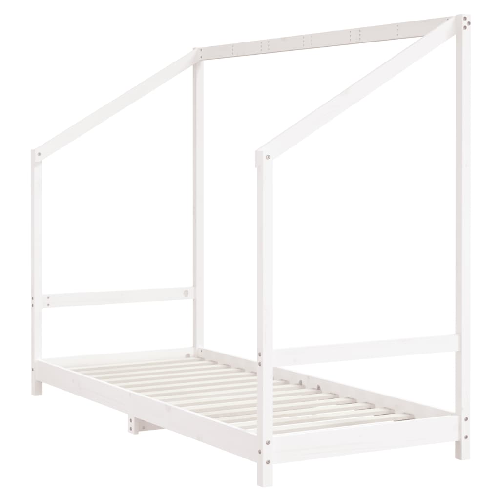 Kinderbedframe 2x(80x200) cm massief grenenhout wit