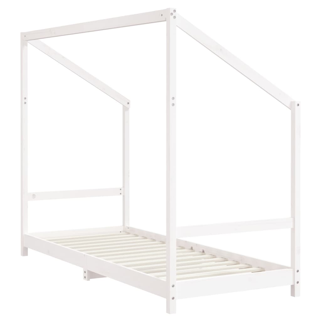 Kinderbedframe 2x(80x200) cm massief grenenhout wit