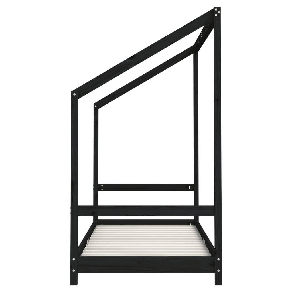 Kinderbedframe 2x(80x200) cm massief grenenhout zwart