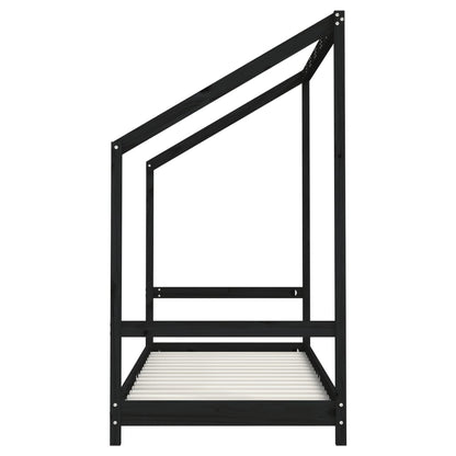 Kinderbedframe 2x(80x200) cm massief grenenhout zwart