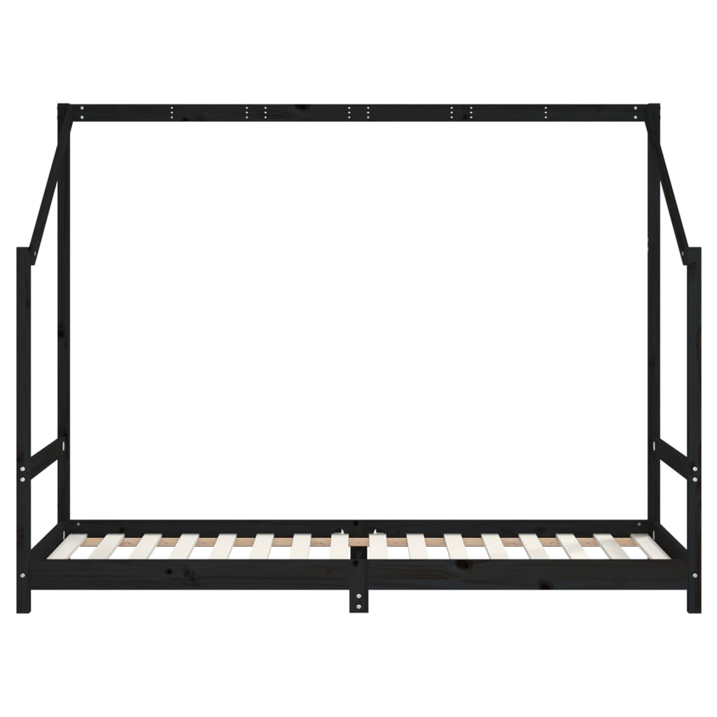 Kinderbedframe 2x(80x200) cm massief grenenhout zwart