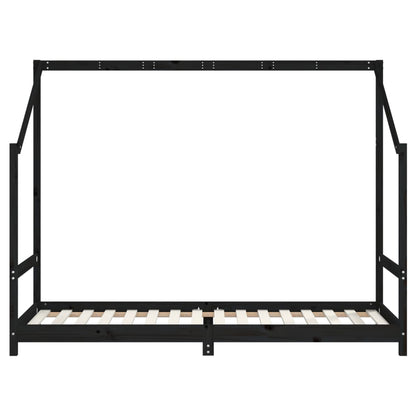 Kinderbedframe 2x(80x200) cm massief grenenhout zwart