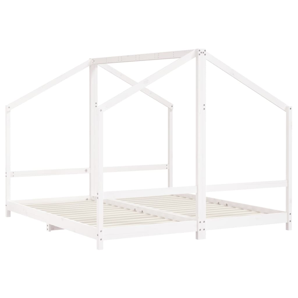 Kinderbedframe 2x(90x200) cm massief grenenhout wit