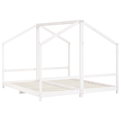 Kinderbedframe 2x(90x200) cm massief grenenhout wit