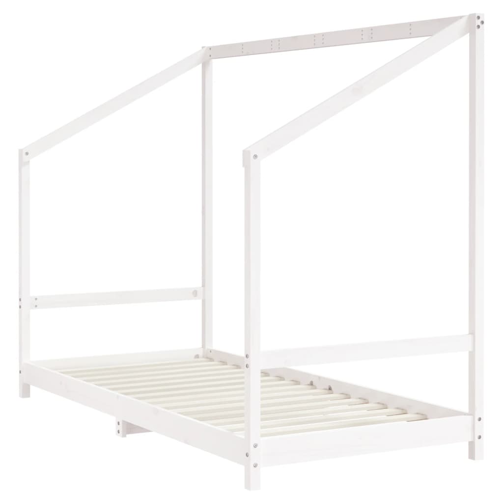 Kinderbedframe 2x(90x200) cm massief grenenhout wit