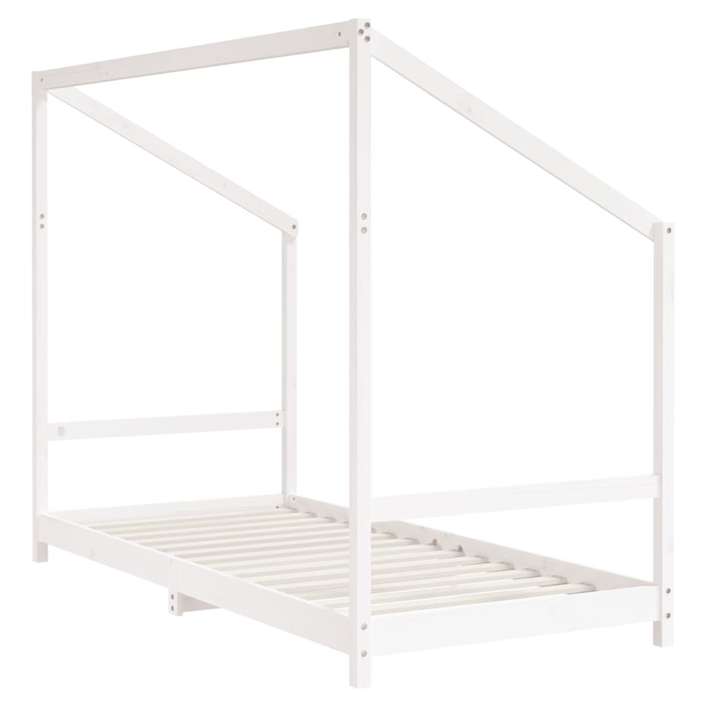 Kinderbedframe 2x(90x200) cm massief grenenhout wit