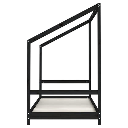 Kinderbedframe 2x(90x200) cm massief grenenhout zwart