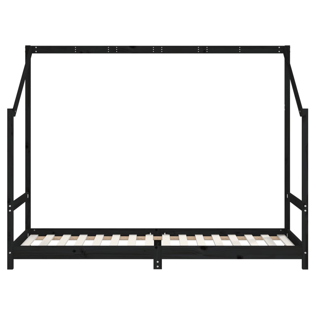 Kinderbedframe 2x(90x200) cm massief grenenhout zwart