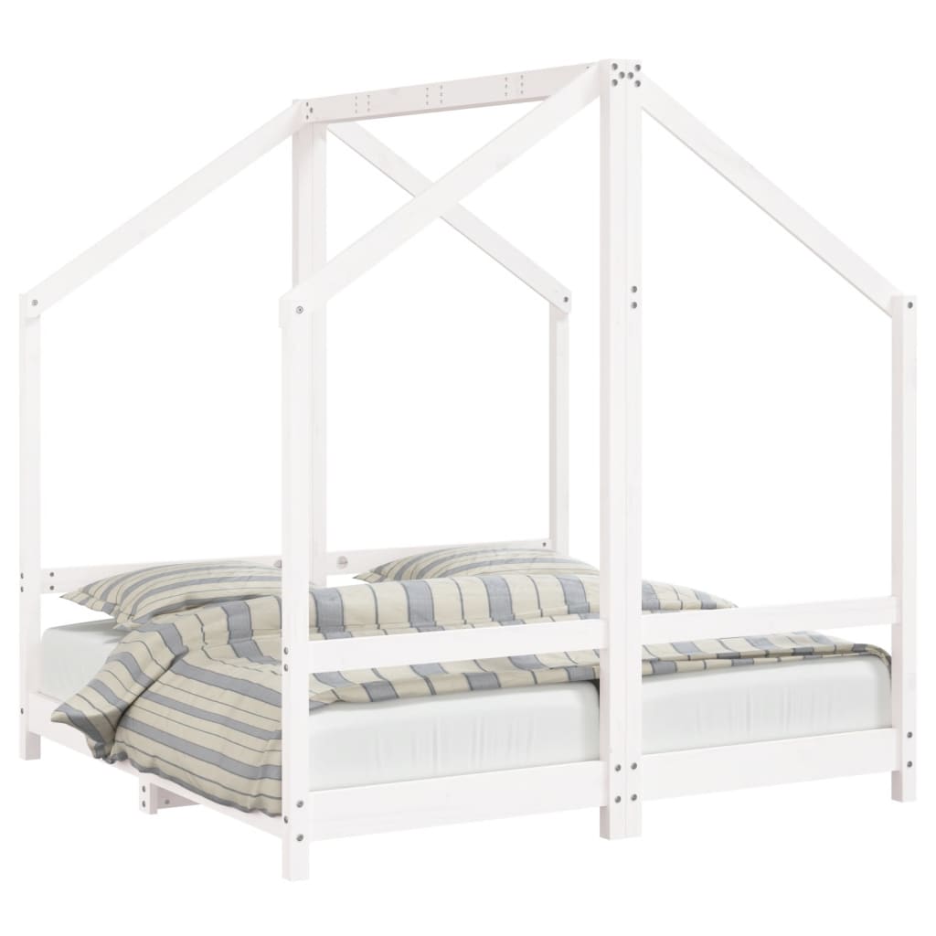 Kinderbedframe 2x(70x140 cm massief grenenhout wit