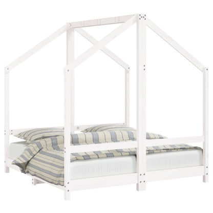 Kinderbedframe 2x(70x140 cm massief grenenhout wit