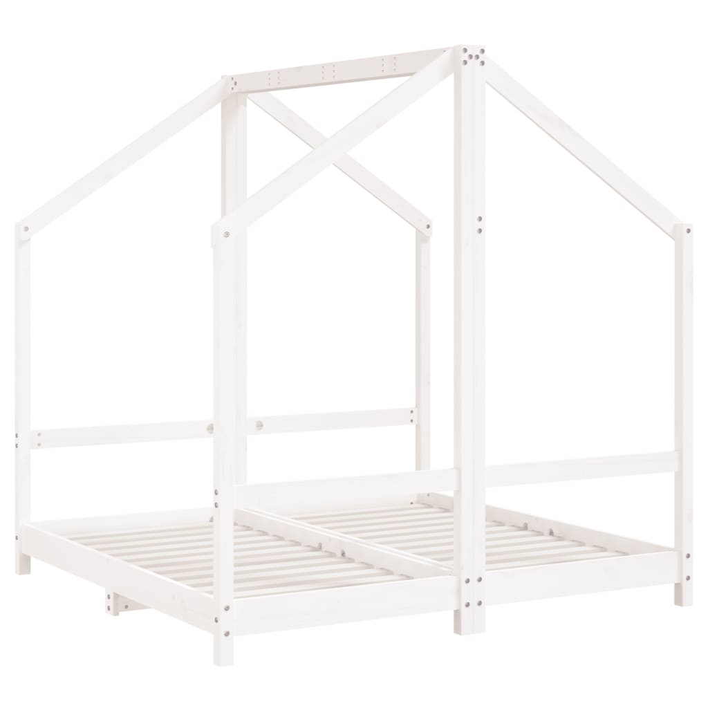 Kinderbedframe 2x(70x140 cm massief grenenhout wit
