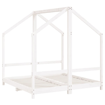 Kinderbedframe 2x(70x140 cm massief grenenhout wit