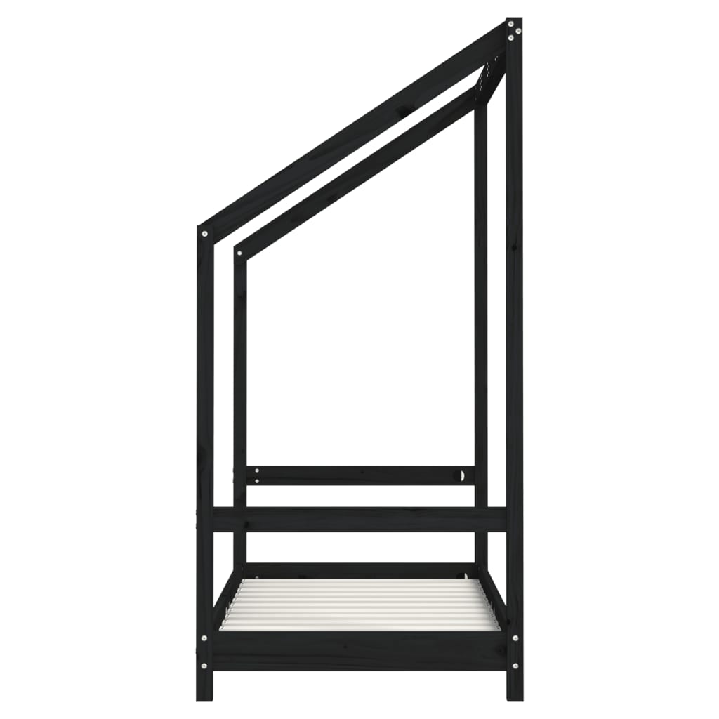 Kinderbedframe 2x(70x140) cm massief grenenhout zwart