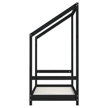 Kinderbedframe 2x(70x140) cm massief grenenhout zwart