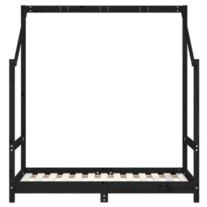Kinderbedframe 2x(70x140) cm massief grenenhout zwart