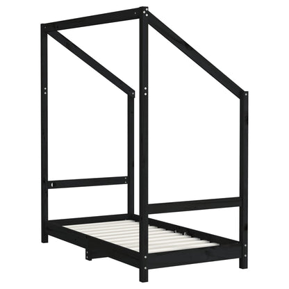 Kinderbedframe 2x(70x140) cm massief grenenhout zwart