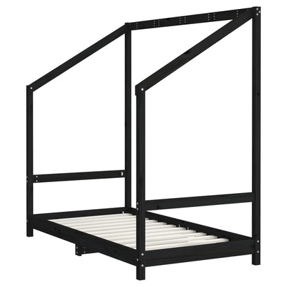 Kinderbedframe 2x(80x160) cm massief grenenhout zwart