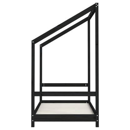 Kinderbedframe 2x(80x160) cm massief grenenhout zwart