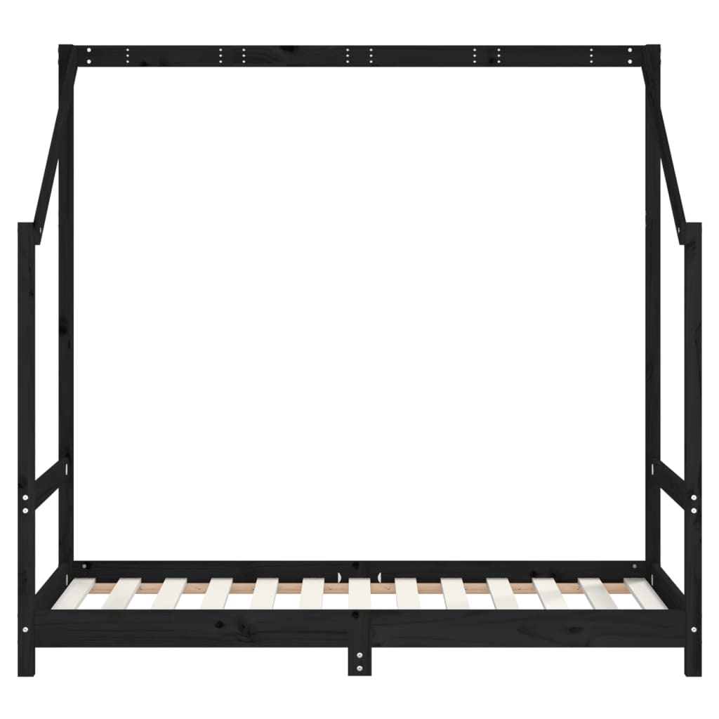 Kinderbedframe 2x(80x160) cm massief grenenhout zwart