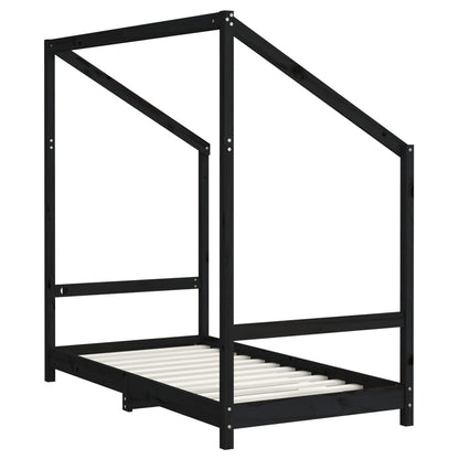 Kinderbedframe 2x(80x160) cm massief grenenhout zwart