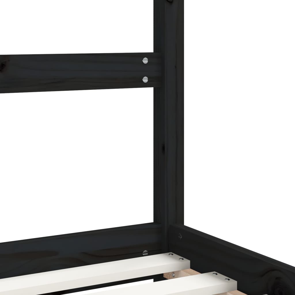 Kinderbedframe 2x(80x160) cm massief grenenhout zwart