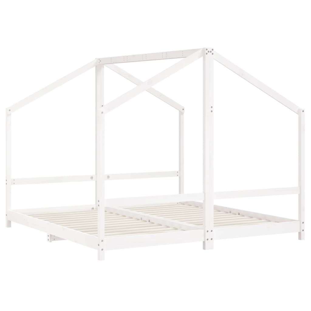 Kinderbedframe 2x(90x190) cm massief grenenhout wit