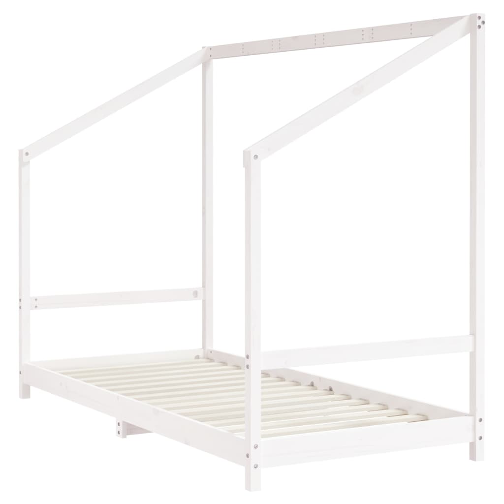 Kinderbedframe 2x(90x190) cm massief grenenhout wit