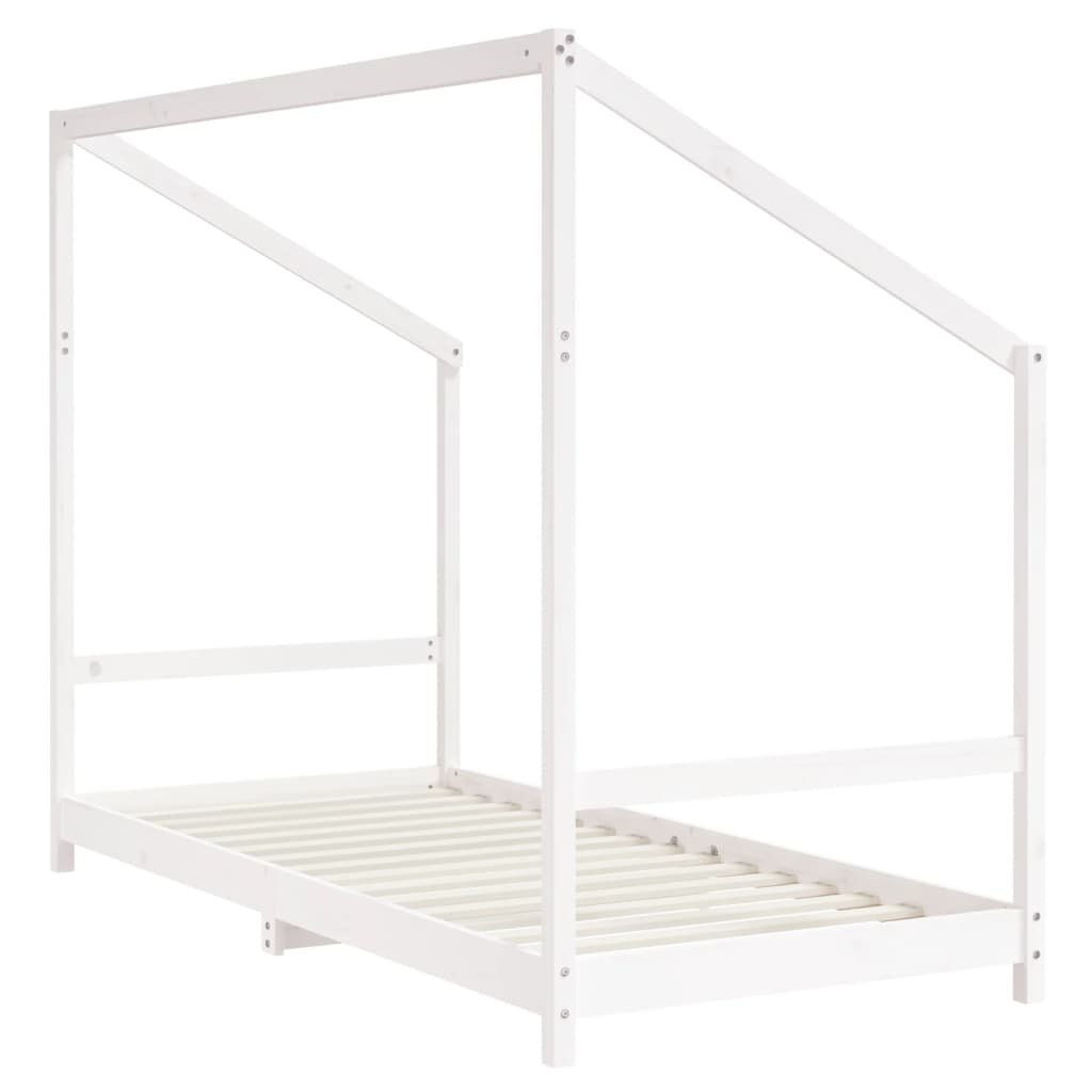 Kinderbedframe 2x(90x190) cm massief grenenhout wit