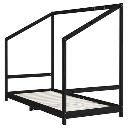 Kinderbedframe 2x(90x190) cm massief grenenhout zwart