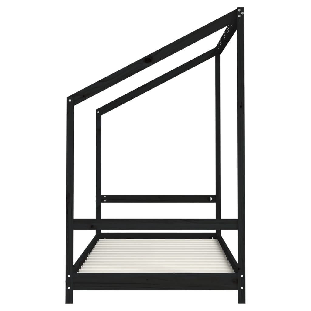 Kinderbedframe 2x(90x190) cm massief grenenhout zwart