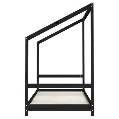 Kinderbedframe 2x(90x190) cm massief grenenhout zwart