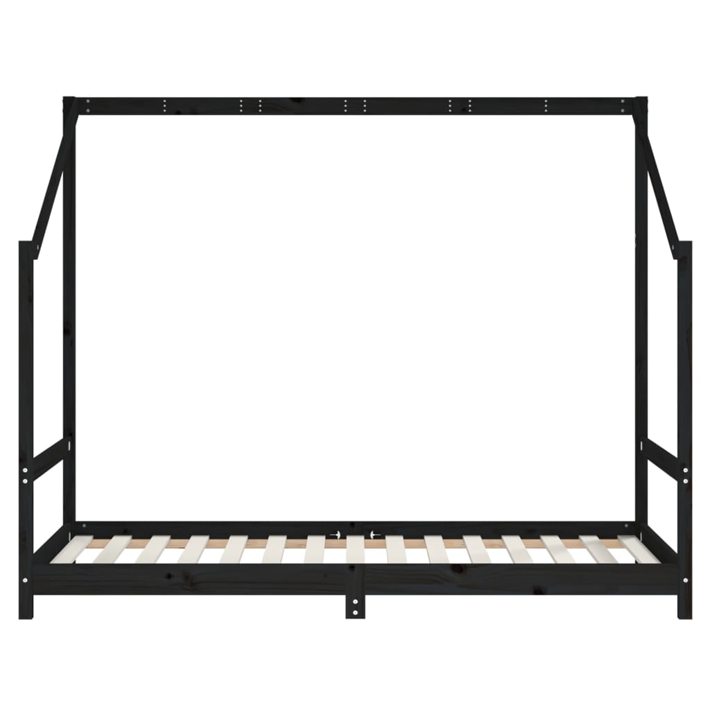Kinderbedframe 2x(90x190) cm massief grenenhout zwart