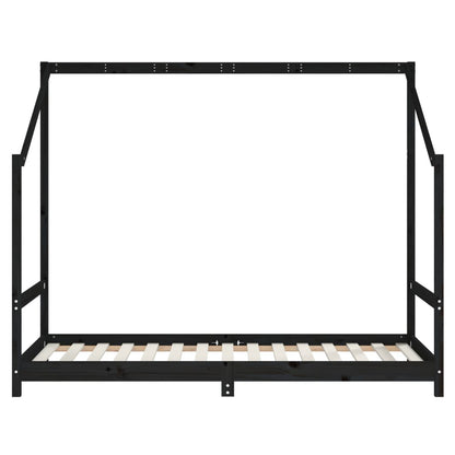 Kinderbedframe 2x(90x190) cm massief grenenhout zwart