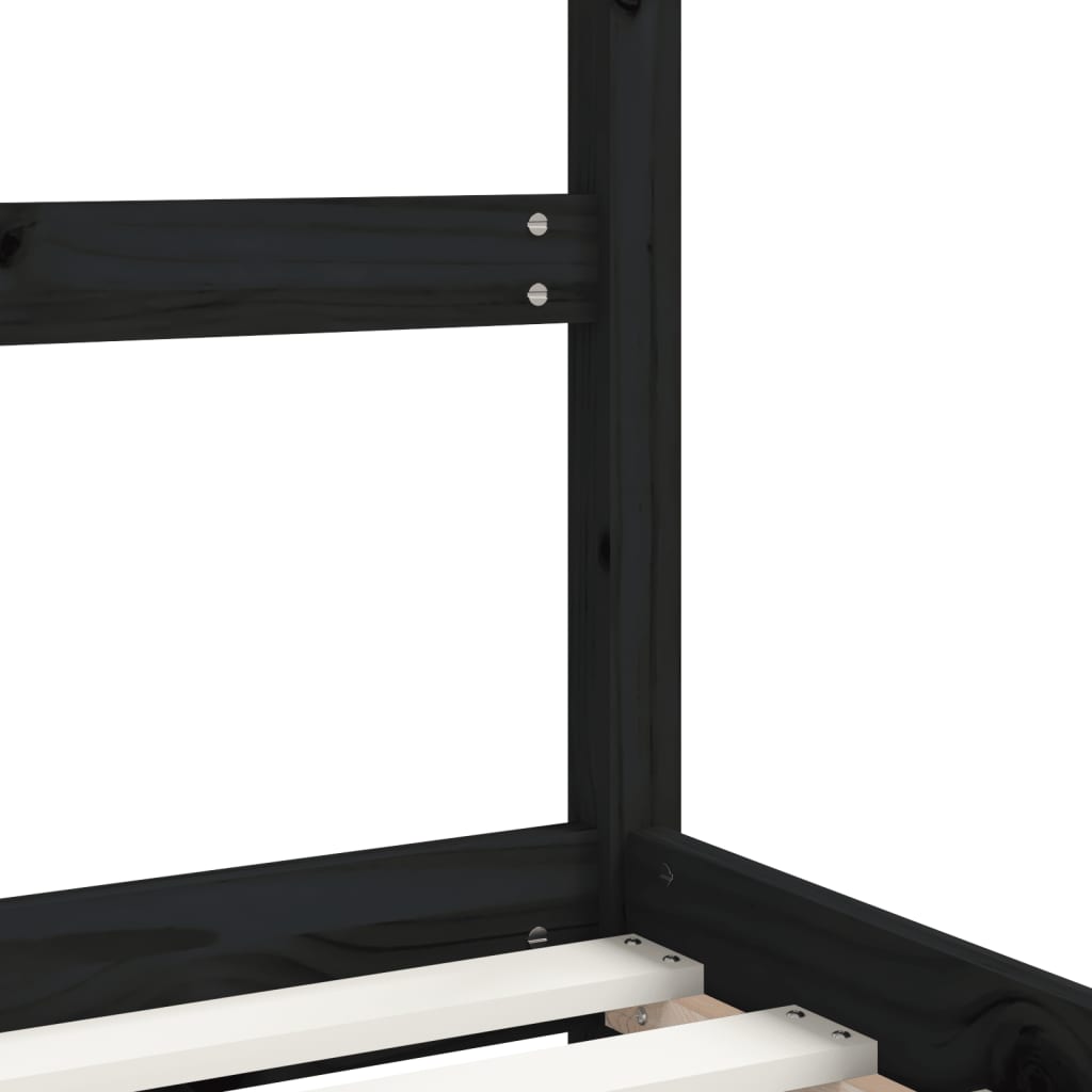 Kinderbedframe 2x(90x190) cm massief grenenhout zwart