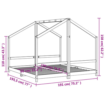 Kinderbedframe 2x(90x190) cm massief grenenhout zwart