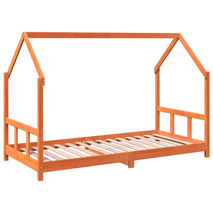 Kinderbedframe massief grenenhout wasbruin 90x190 cm