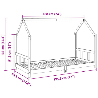 Kinderbedframe massief grenenhout wasbruin 90x190 cm
