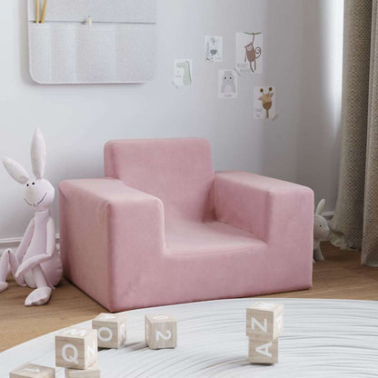 Kinderbank zacht pluche roze
