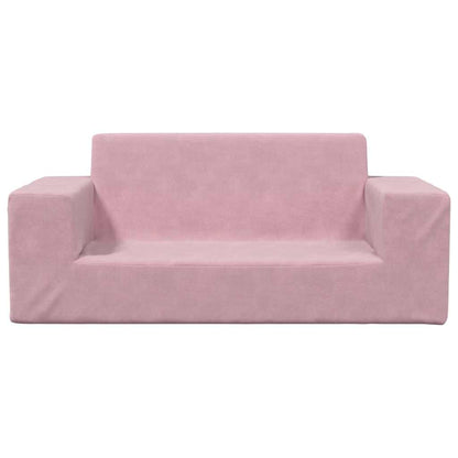 Kinderbank 2-zits zacht pluche roze