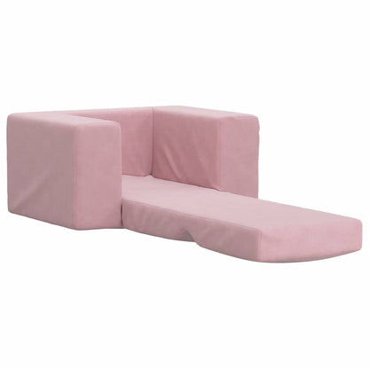Kinderslaapbank zacht pluche roze