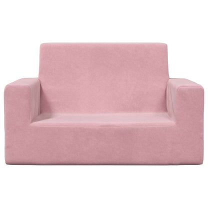 Kinderbank 2-zits zacht pluche roze
