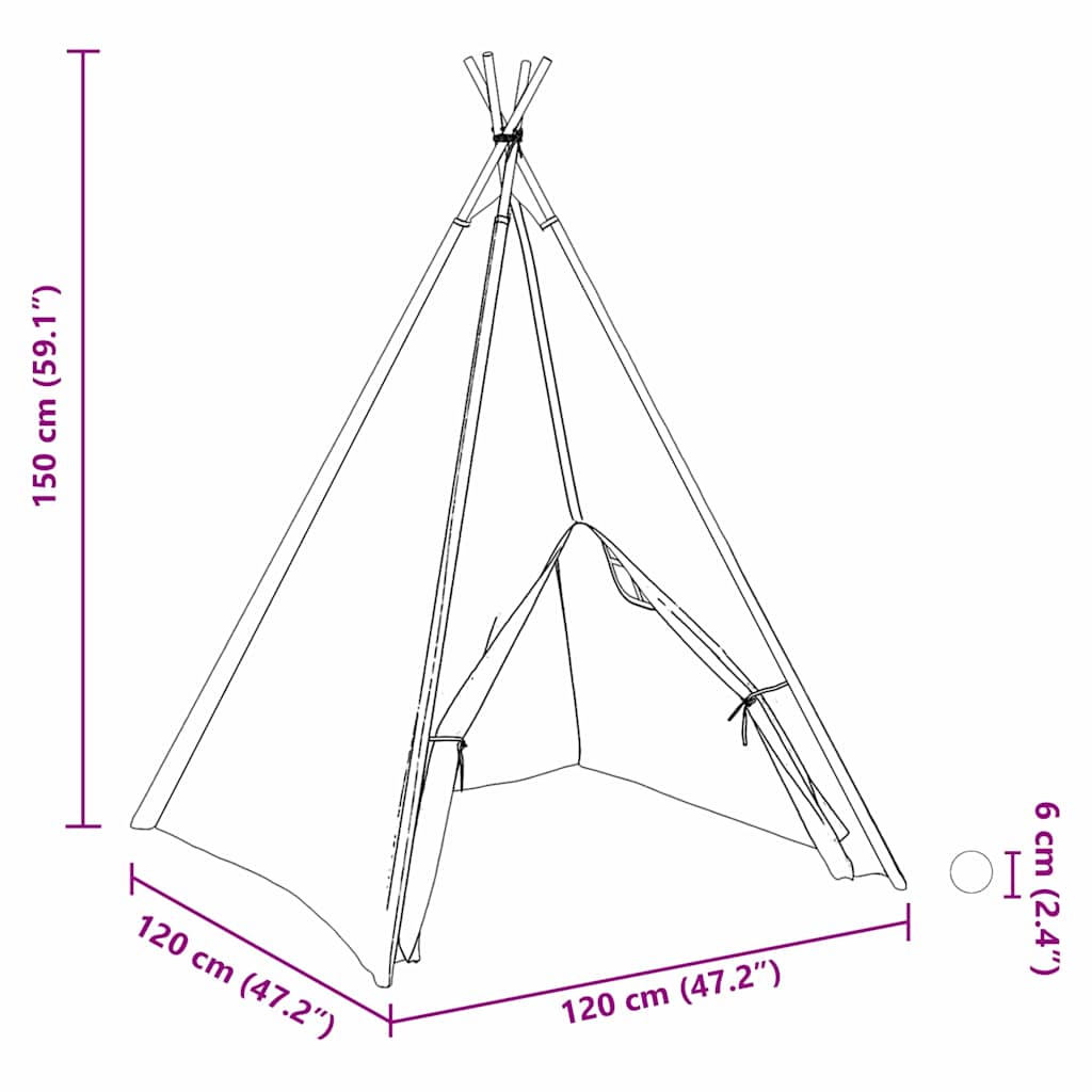 Teepee Tent Wit 120 x 120 x 150 cm Stof en Kunststof